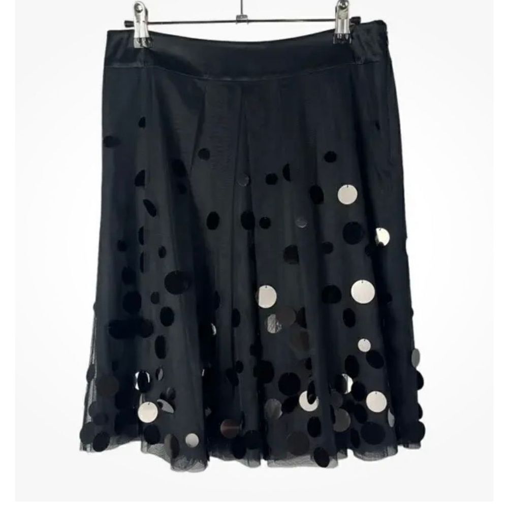 Ann Taylor Petite Black Sequin Tulle A-Line Skirt 2